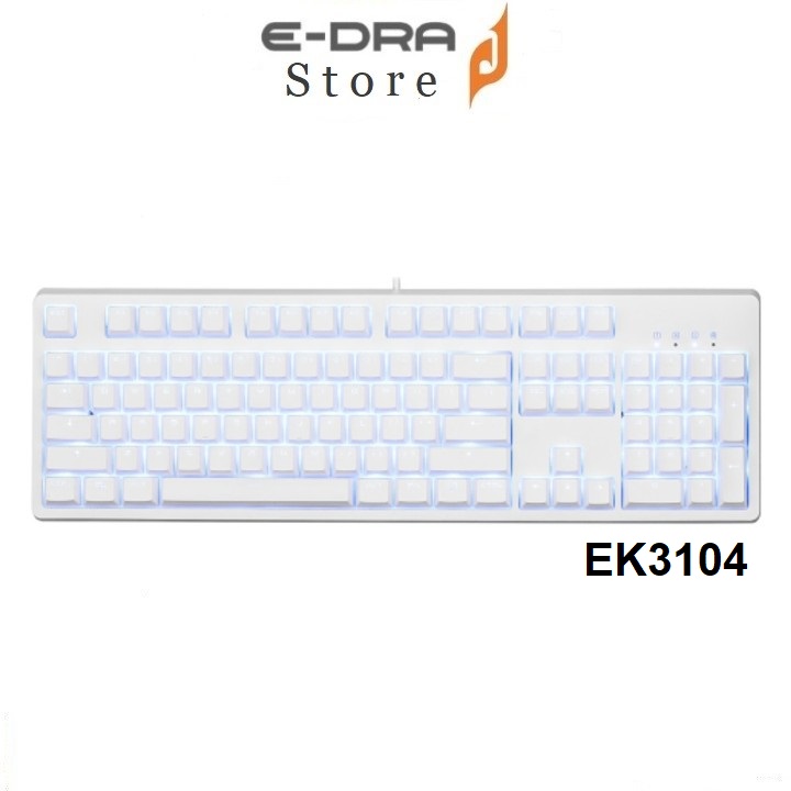 Bàn phím cơ E-Dra EK3104 Trắng White LED xanh (Blue/ Brown/ Red switch)
