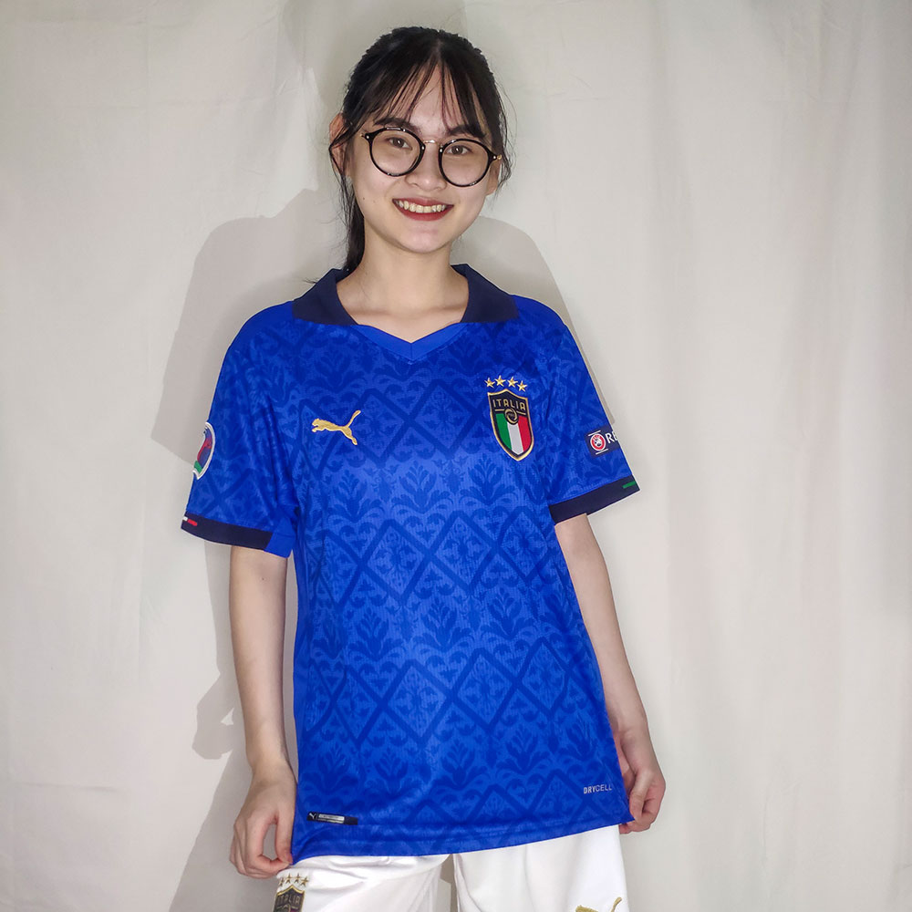 Bộ quần áo thể thao đá bóng đội tuyển ý italia xanh biển đậm full logo mùa giải euro 2020 - my thể thao