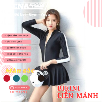 HOÀN TIỀN 15% - Đồ bơi nữ kín đáo dài tay quần chân váy có quần đùi trong bộ bơi liền mảnh áo tắm bikini  nữ 1 mảnh thời trang chất dày thun lạnh co dãn 4 chiều LM014