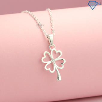 Quà tặng sinh nhật bạn thân nữ giá rẻ - Dây chuyền nữ bạc thật cỏ 4 lá may mắn DCN0284 - Trang Sức TNJ