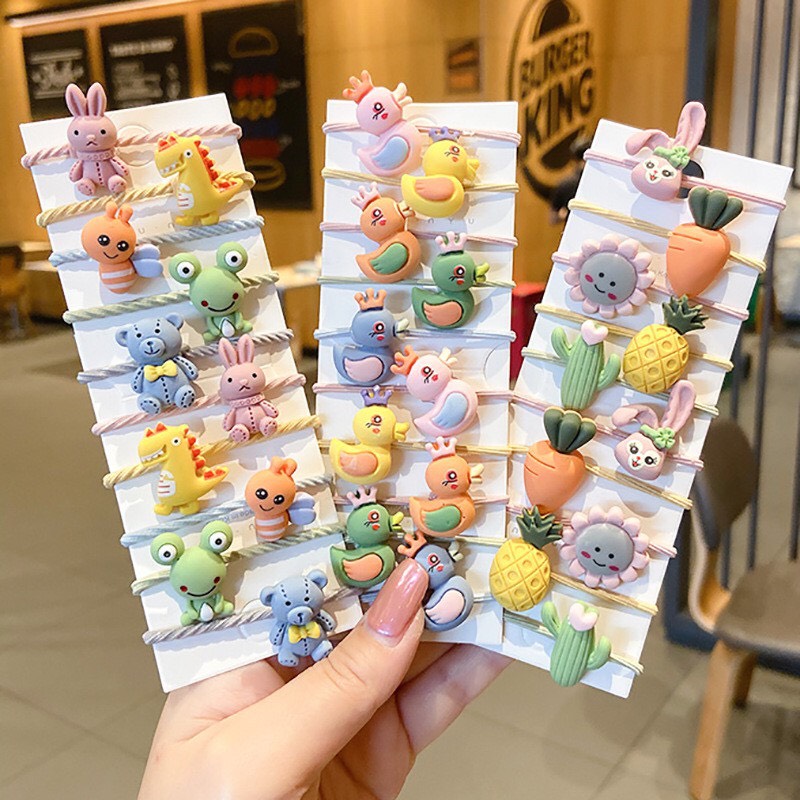 Set 10 dây buộc tóc cho bé gái hoạt hình dễ thương