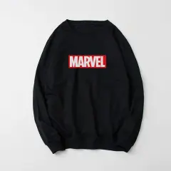 Boxy Crewneck basic Sweater Marvel Unisex Pria dan Wanita