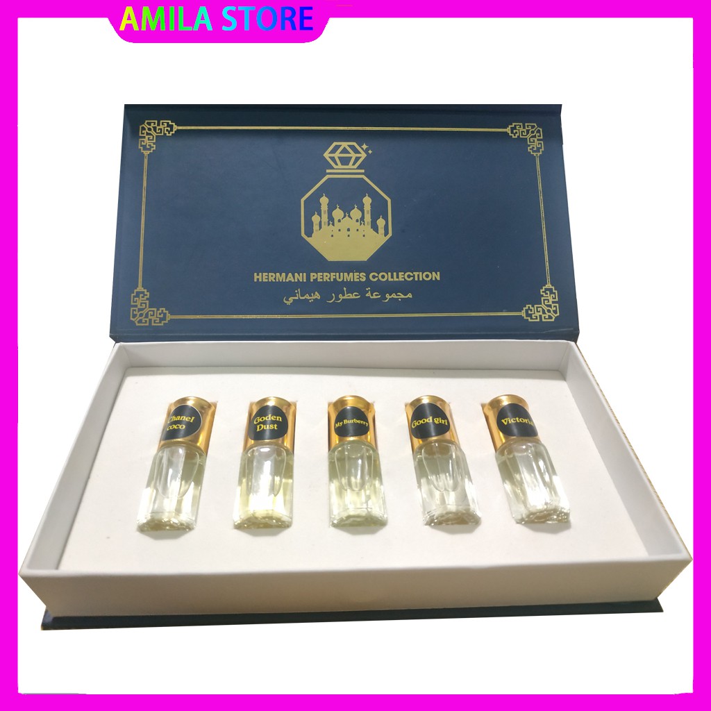 Set 5 Chai Tinh Dầu Nước Hoa ❤️AMILA❤️ Set Tinh Dầu Dubai Mini Dạng Lăn Thơm Lâu | Set 5 Chai Nước Hoa Dubai Chuẩn 100%