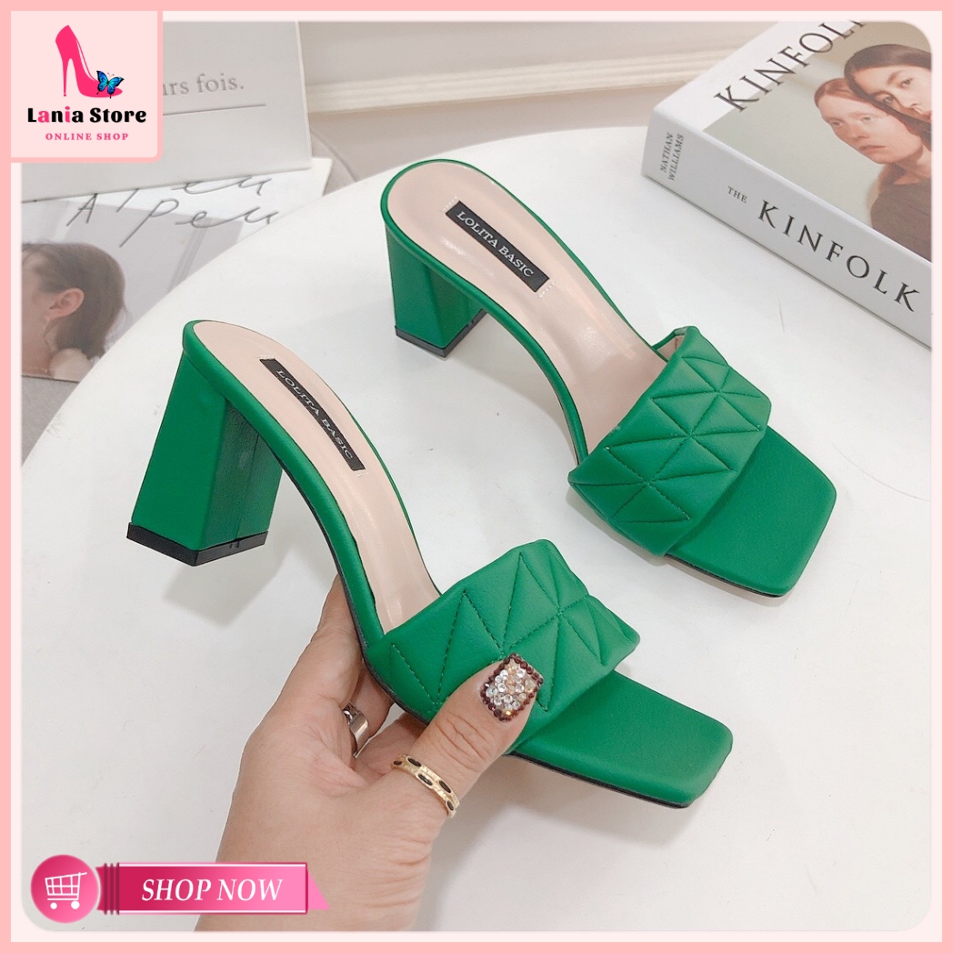 Guốc dép cao gót nữ 9P vân thêu cao cấp thiết kế sang trọng lên chân tôn giáng [Hình Thật Shop Tự Chụp] Size 35-39 Lania Store - MG12 - 5