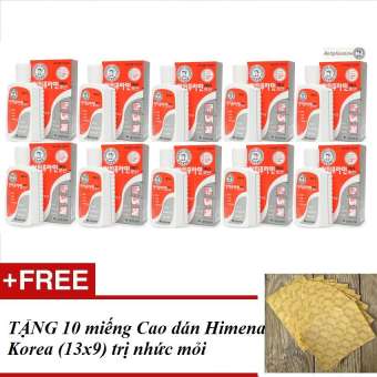 Combo 10 Hộp Dầu nóng Hàn Quốc Antiphlamine 100ml Nhập khẩu Korea + TẶNG 10 miếng Cao dán Himena Korea trị nhức mỏi