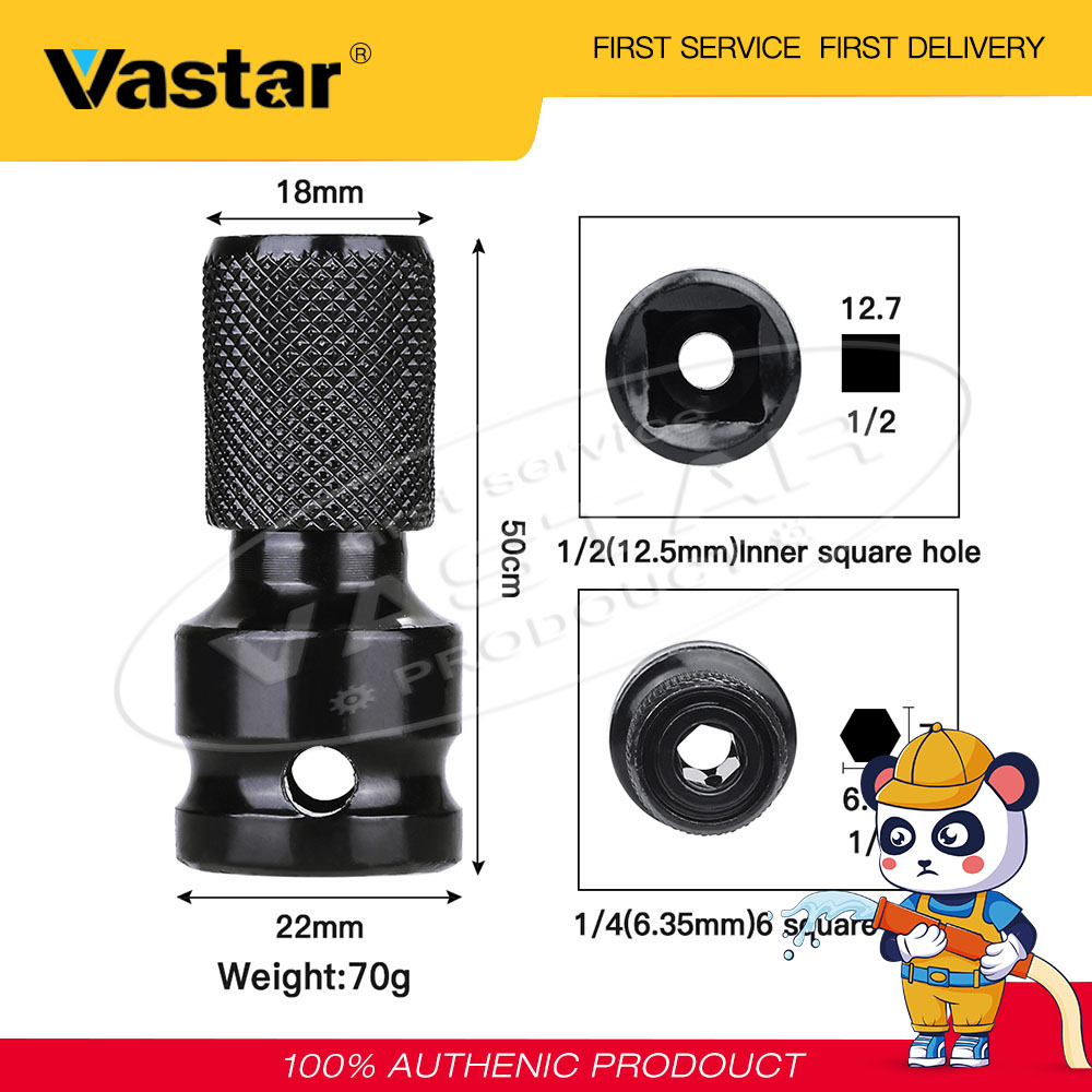 Vastar bộ chuyển đổi cờ lê ổ cắm bánh cóc, bộ chuyển đổi cờ lê lục giác 1/2 inch vuông sang 1/4 inch đầu nối cờ lê điện nặng