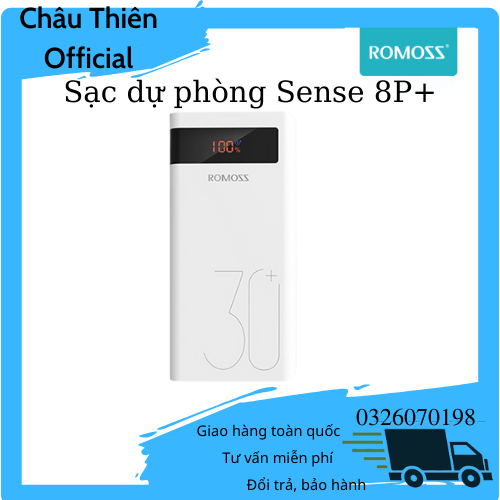 Sạc dự phòng Romoss Pin dự phòng Sense8P+, dung lượng 30000mAh hỗ trợ sạc nhanh 18W màn hình LED
