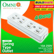 OMNI Spring Type Outlet 4 Gang 10A 250V STO-004 •BUILDMATE•