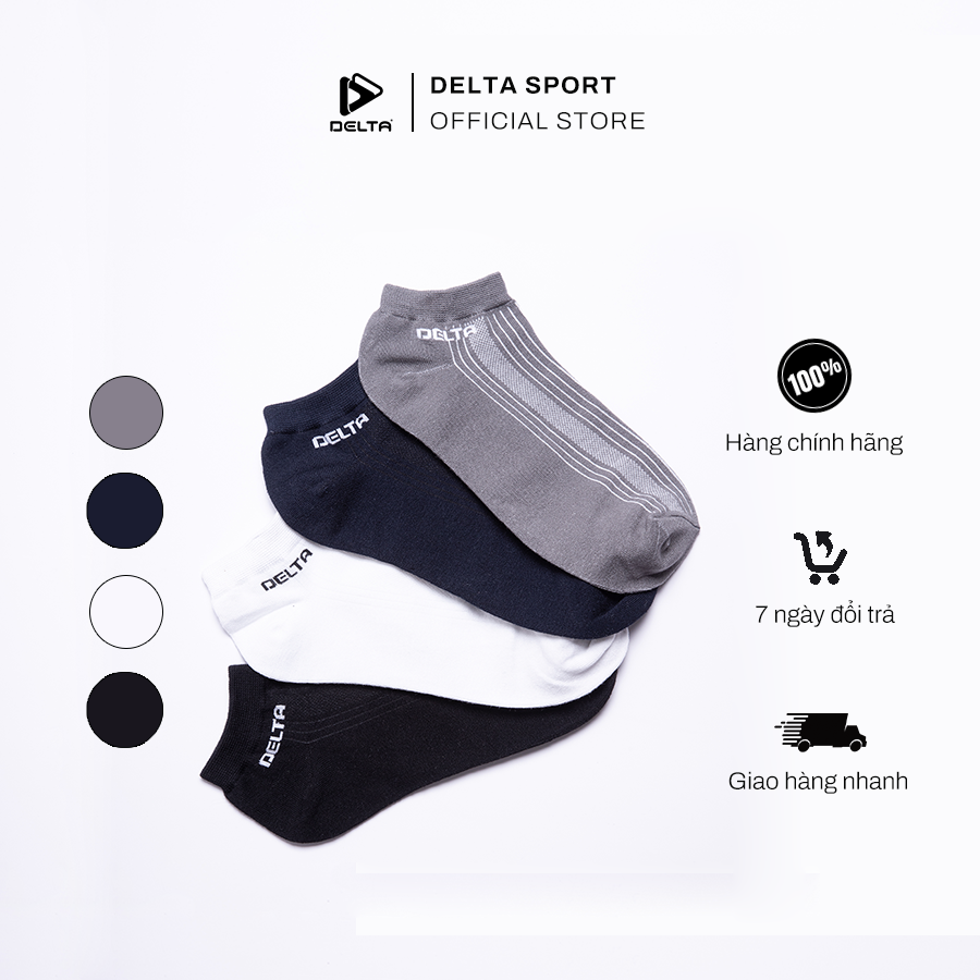 DELTA Vớ Thể Thao Cổ Ngắn Unisex Chất Cotton Cao Cấp Co Giãn 4 Chiều Thoáng Khí Thấm Hút Tốt SO001U0