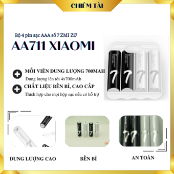 Bộ 4 pin sạc AAA số 7 ZMI Zi7 AA711 Xiaomi (ko kèm hộp sạc )