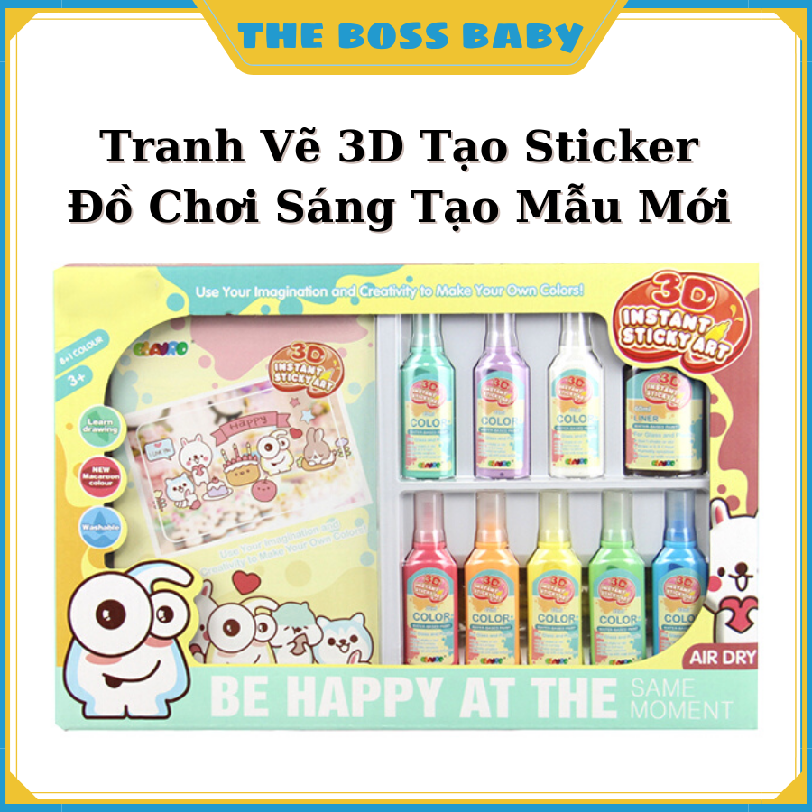 Bộ Đồ Chơi Tự Làm Sticker Tại Nhà Cho Bé Dụng Cụ Làm Sticker 3D Dạng Gel Tự Khô Và Bộ Tô Màu Móc Khóa 4D