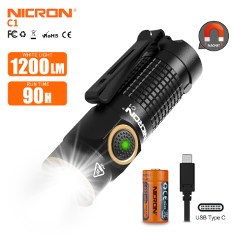 Đèn Pin Nicron Đèn pin LED Mini C1 1200Lumens Đèn Pin đèn pin 148 mét Đèn Flash Đèn pin sạc nhẹ mạnh mẽ mét chống nước cho cắm trại ngoài trời leo núi Cưỡi Ngựa đi bộ