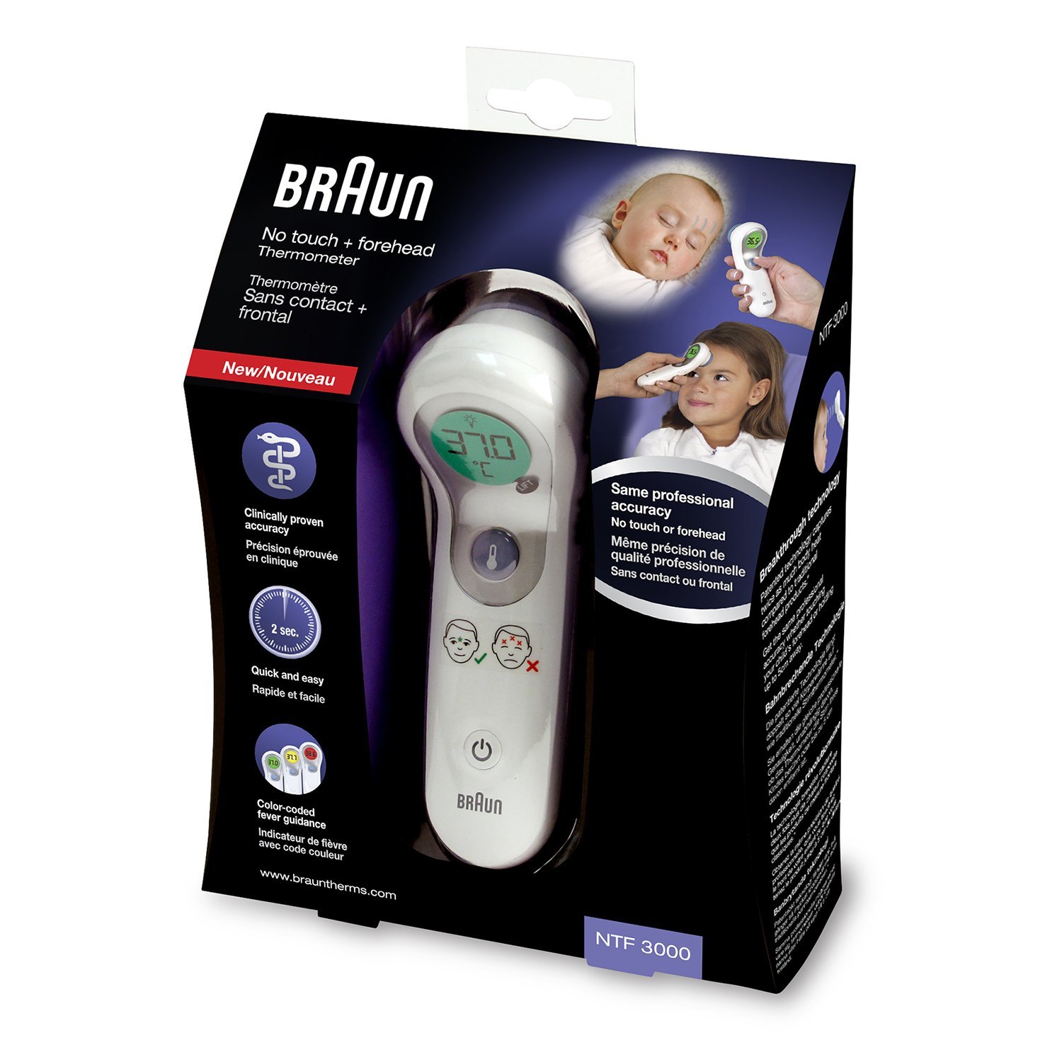 Nhiệt kế điện tử, đo trán braun ntf3000 | không chạm, nhiệt kế cảm ứng braun thermometer ntf3000