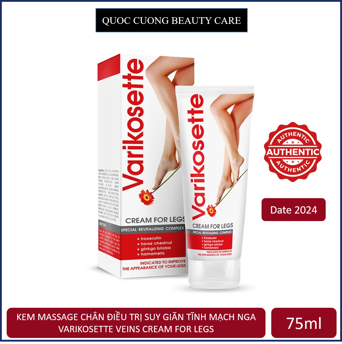 [CÓ TEM CHỐNG GIẢ]Kem suy giãn tĩnh mạch Varikosette Veins Cream For Legs 75ml hàng nội địa chính hãng của nga, date xa