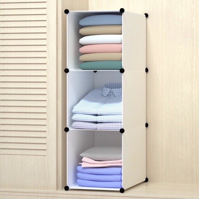 Kệ lắp ghép 3 ô đựng đồ đa năng bằng nhựa cao cấp tháo lắp tiện lợi