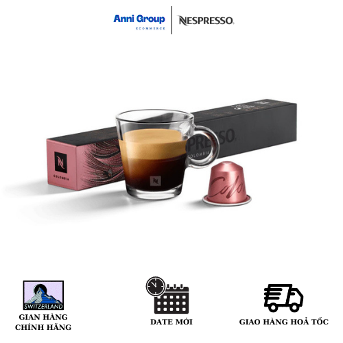 HCM - Nespresso Coffee Capsule COLOMBIA Fruity and Vibrant New Date 2023 Intensity 06 (10 pills/ box)- Viên nén cà phê COLOMBIA Trái cây & Sống động Độ Đậm 06 Hộp 10 viên- Anni Group