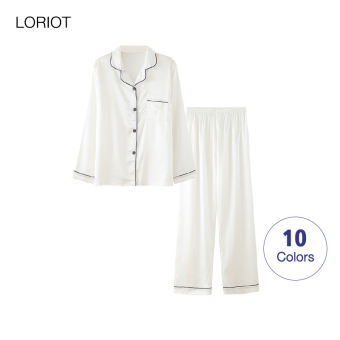 Looriot Bộ Đồ Ngủ Nữ Đồ Ngủ Sa Tanh Đồ Ngủ Đồ Ngủ Đồ Lót Dài Tay Gợi Cảm Dễ Thương Thường Ngày Hàn Quốc SA1060