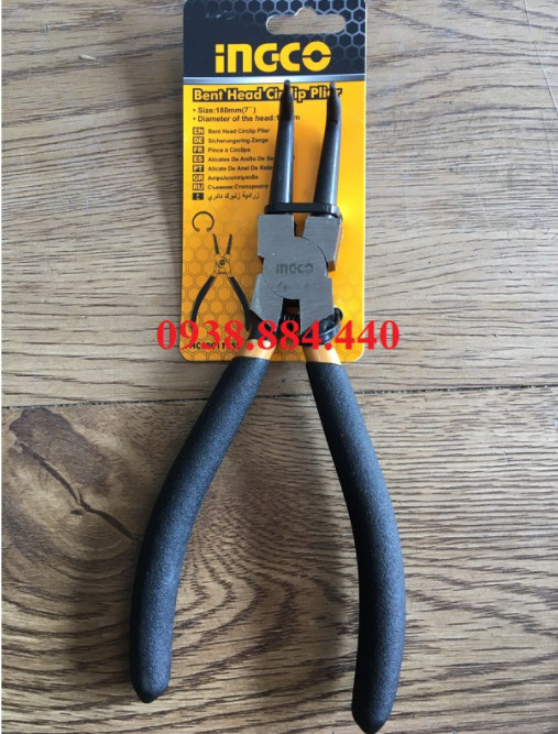 Kềm mở phe vòng trong mũi cong 7"/180mm ingco hccp011752
