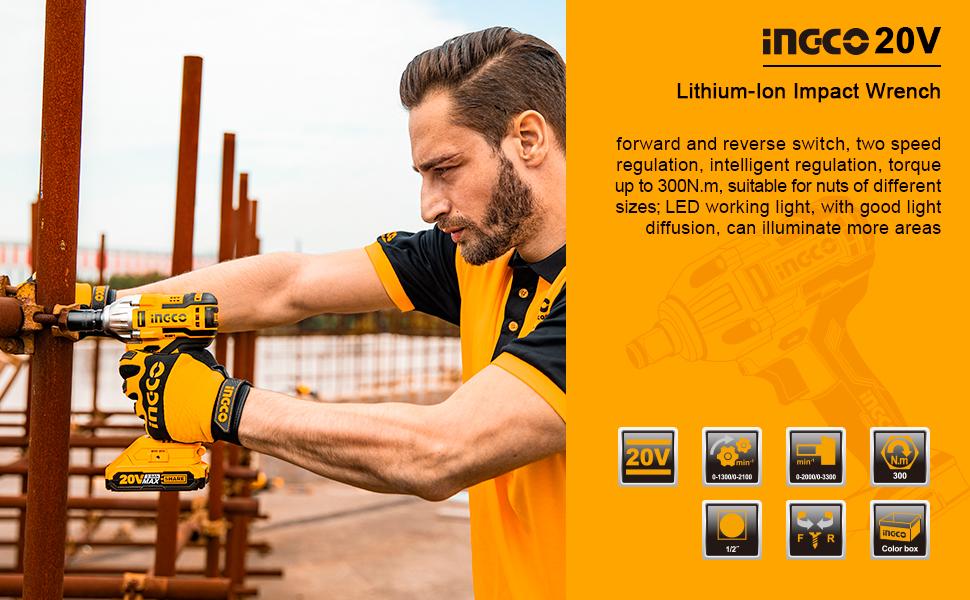 Lithium-ion Impact Wrench 20v Ingco ciwli2001