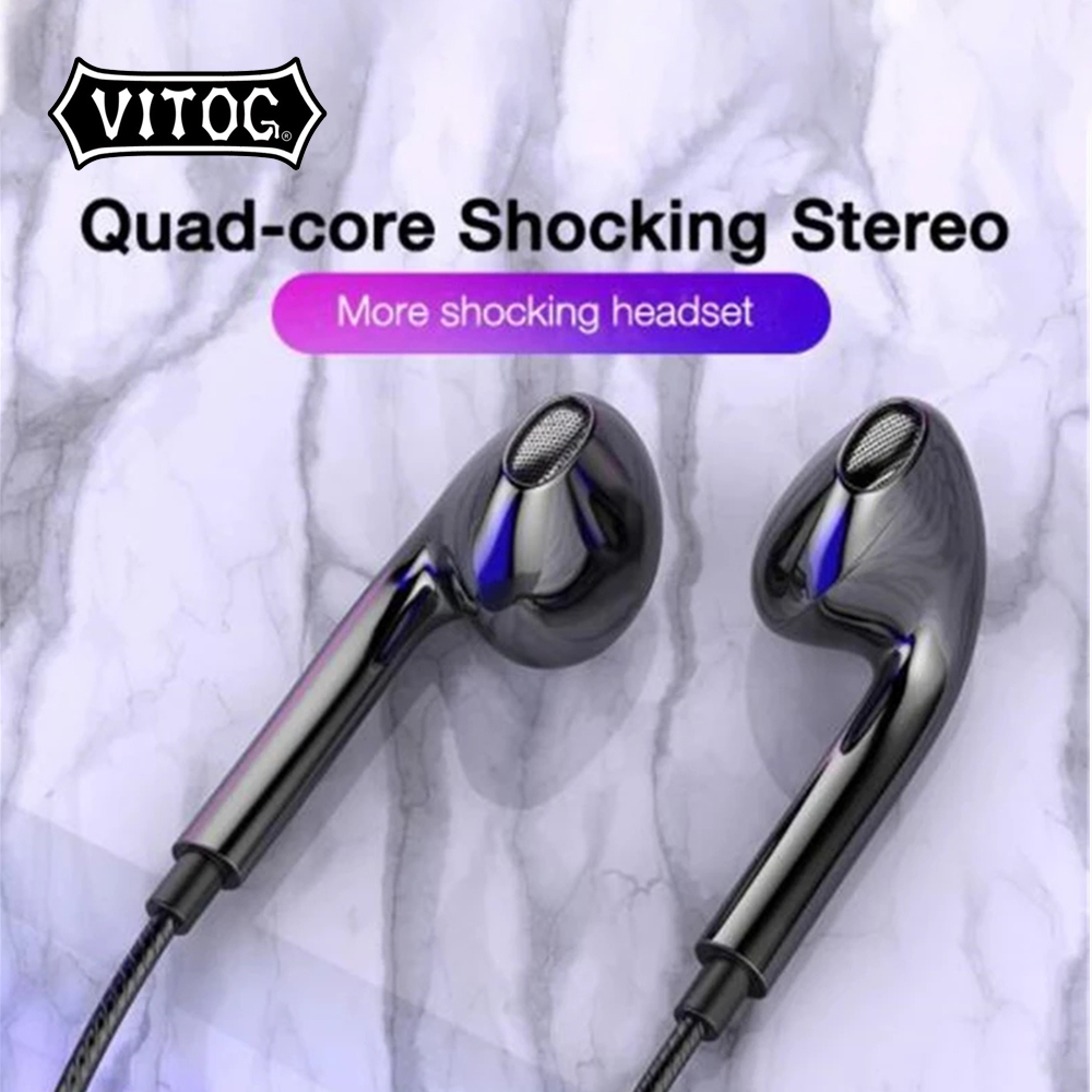 VITOG Heavy Bass Earphones Earbuds 3.5mm Wired Headphones Sport Gaming