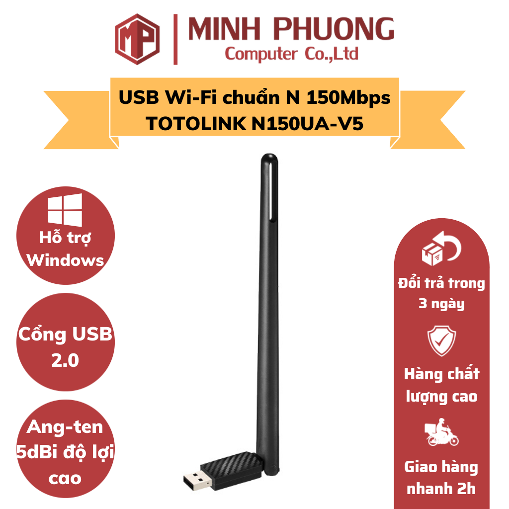 Usb wi-fi chuẩn n 150mbps - totolink - n150ua hàng chính hãng