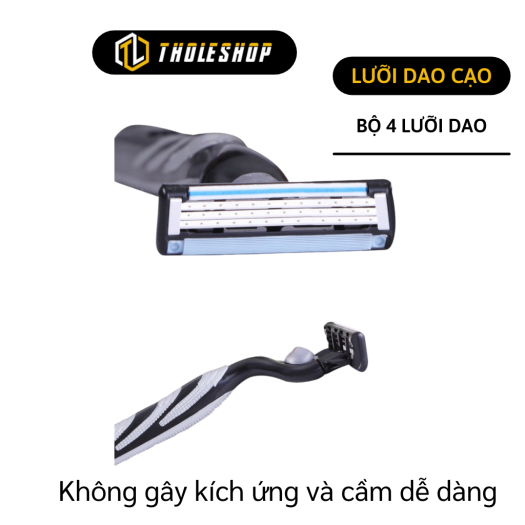 Dao cạo râu cho nam giới - Bộ 4 lưỡi dao cạo râu 3 lớp - Lưỡi dao cạo râu truyền thống - Lưỡi dao để làm sạch râu