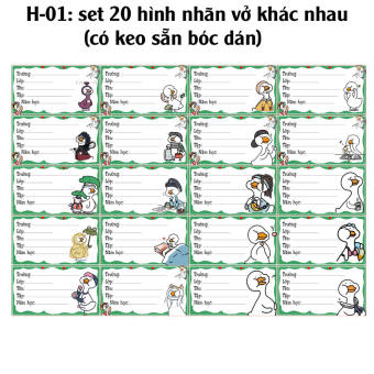 Nhãn vở Meme hình con vịt - Nhãn dán Meme hình con vịt( set 20 nhãn vở)