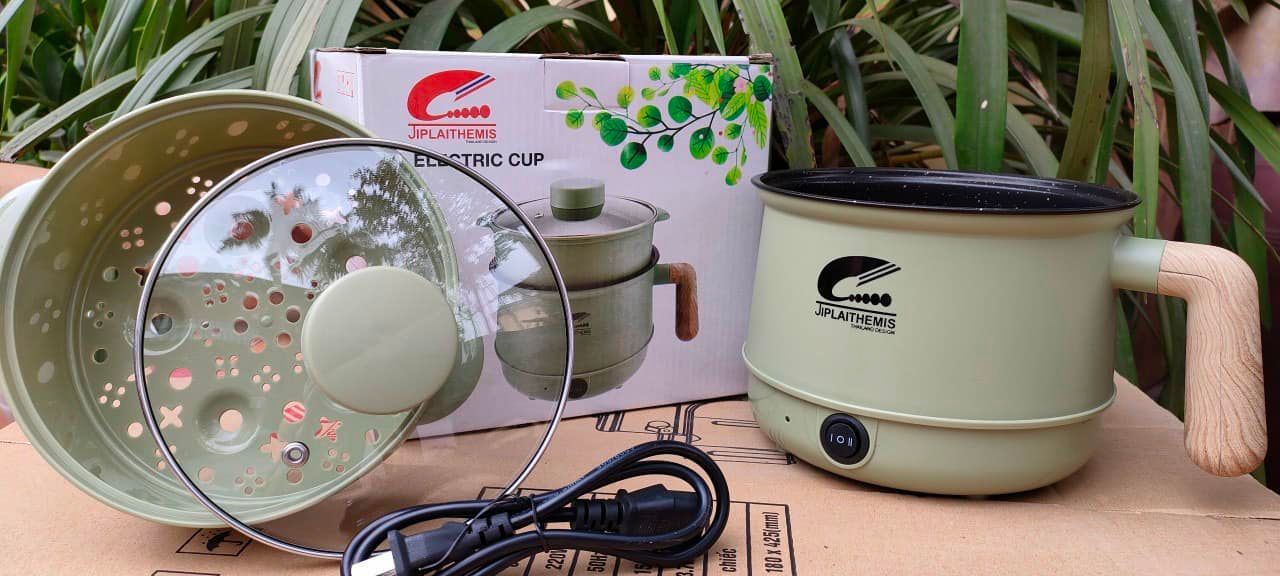 Ca nấu mì, nồi lẩu điện mini, ca lẩu jiplai mini 2 chế độ kèm xửng hấp, nồi nấu mini đa năng siêu tốc - nấu canh, chiên, đun nước sôi, nấu mỳ, hấp đồ ăn, nắp kính thủy tinh thoát hơi, tiết kiệm thời gian - không gian, dùng cá nhân 1-2 người