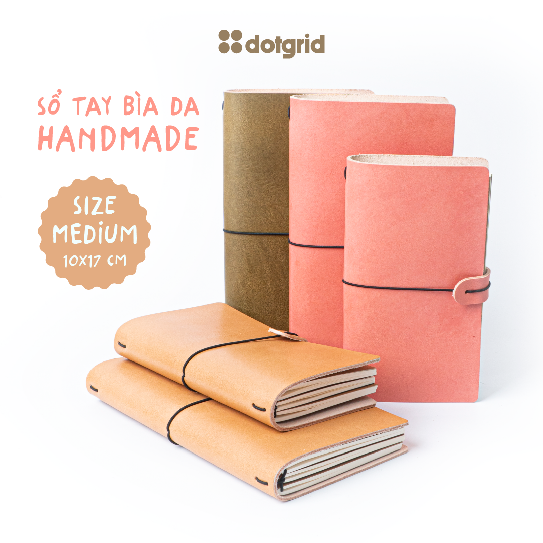 Sổ tay bìa Handmade Dot Grid size Medium - nhiều màu tùy chọn