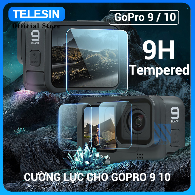 Bộ 4 miếng dán cường lực cho Gopro 9 10 11 12 Telesin - Kính cường lực 9H cho máy quay hành trình GoPro12