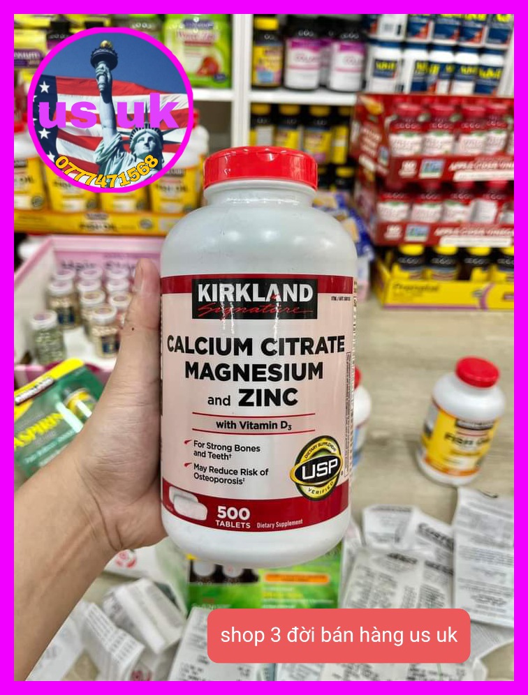 calcium citrate zinc kirkland canxi zinc 500 viên mỹ date 2025