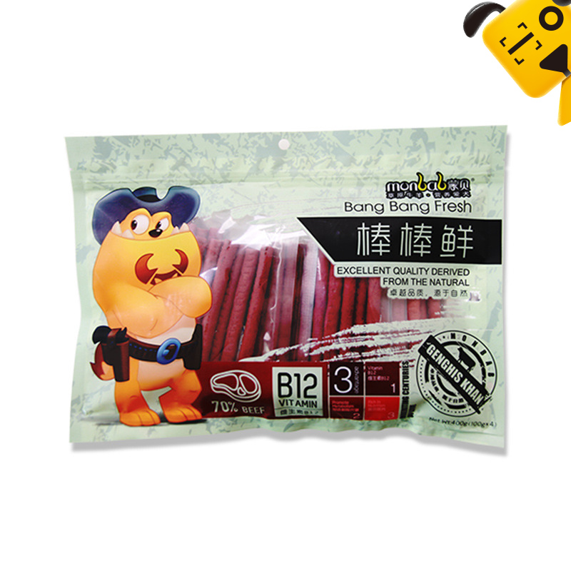 Monbab jerky đồ ăn vặt huấn luyện cho chó đồ ăn nhẹ nướng chậm cho chó nhỏ vừa và lớn đồ nhai mềm 400g