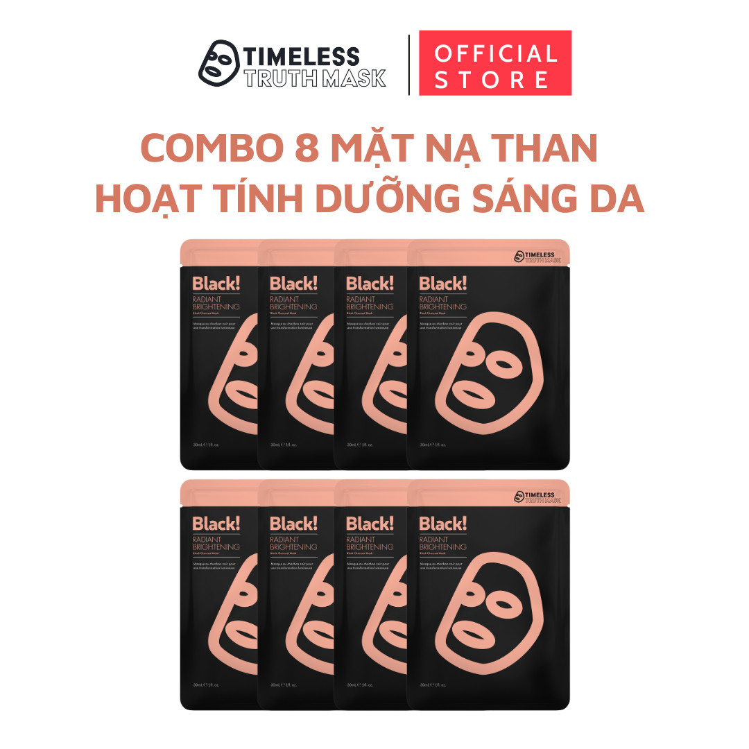 Combo Mặt nạ giấy than hoạt tính dưỡng trắng, ngừa sạm da Timeless Truth Mask - Black Radiant