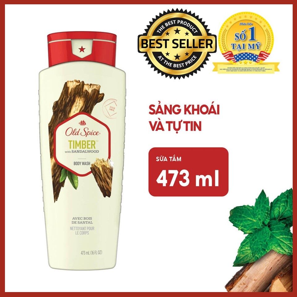 Sữa Tắm Old Spice Timber With Sandalwood (GỖ ĐÀN HƯƠNG) 473ml - Hàng nhập Mỹ