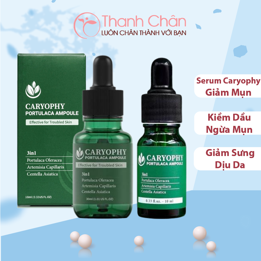 Tinh Chất Xoá Mụn, Mờ Thâm Serum Caryophy 3in1 Portulaca Ampoule 10ml, Serum Rau Má Hàn Quốc Giảm Mụn Nội Tiết, Dưỡng Trắng Da Se Khít Lỗ Chân Lông, Dùng Cho Da Dầu Mụn, Da Nhạy Cảm, Nam Nữ Tuổi Dậy Thì