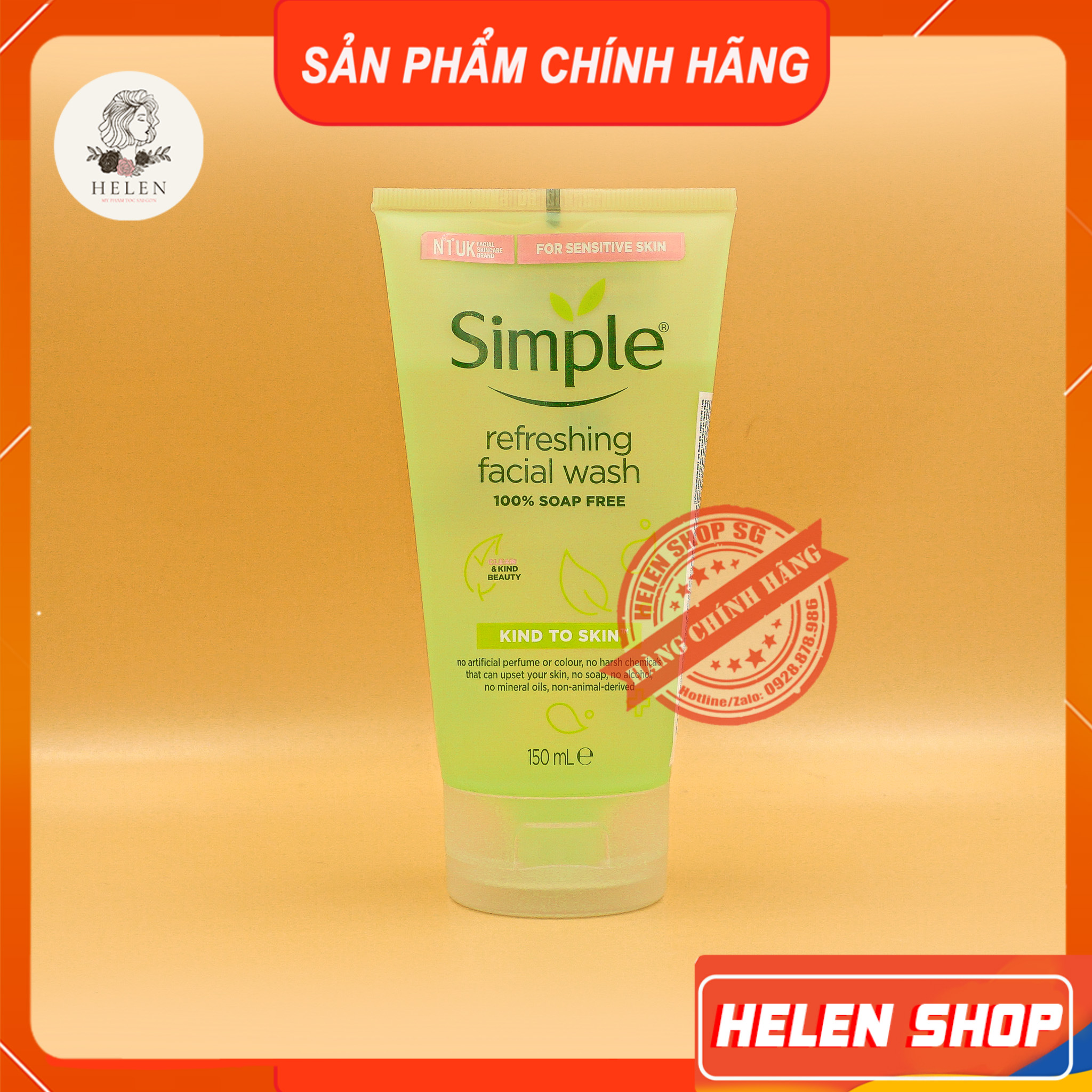 Sữa rửa mặt simple giúp da sạch thoáng, không chứa xà phòng 150ml