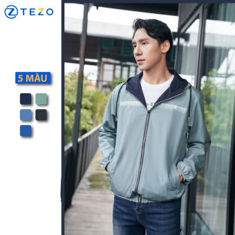 Áo gió nam Tezo áo khoác gió nam có mũ 2 mặt 22AG2T003