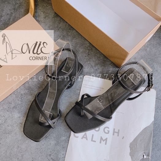☼ SANDAL NỮ XỎ NGÓN LOVIIECORNER - SANDAL CAO GÓT ĐẾ VUÔNG 3CM - GIÀY SANDAL CAO GÓT XỎ NGÓN DÂY MẢNH ĐẾ VUÔNG S200908