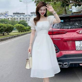 Đầm Tiểu Thư Chất Voan Chiffon Phối Nơ Sau