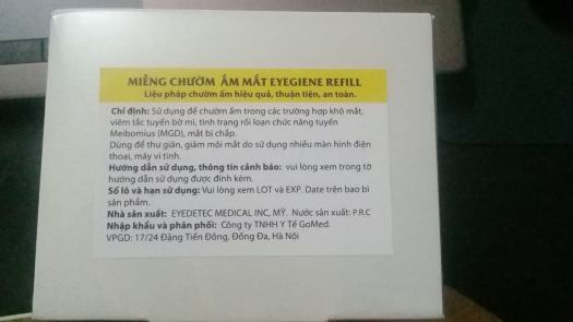 MIẾNG CHƯỜM ẤM MẮT EYEGIENE - Hỗ trợ giảm thâm mắt, che mắt giảm căng thẳng, khô mắt, đau mắt, lẹo, mỏi mắt