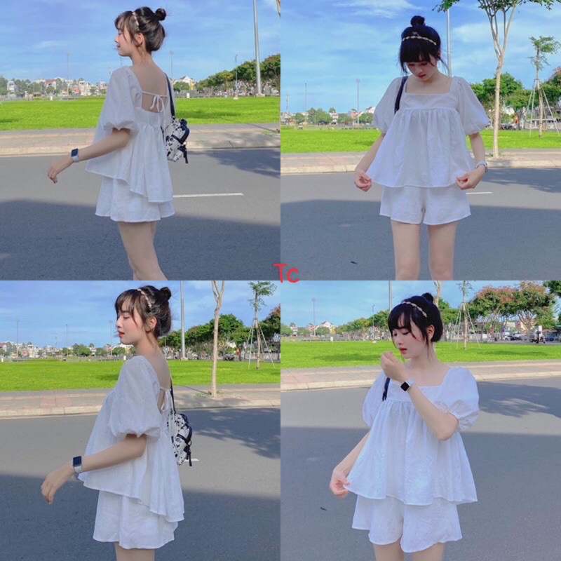 Sét bộ bab ydoll buộc nơ Xinh xiu luôn các tình iu ơi! Em này mặc ở nhà, đi chơi, đi biển thì chấm hết luôn nhé. Chất von lụa mềm đẹp mặc cực thoải mái..Quần chun lưng béo gầy đều ok