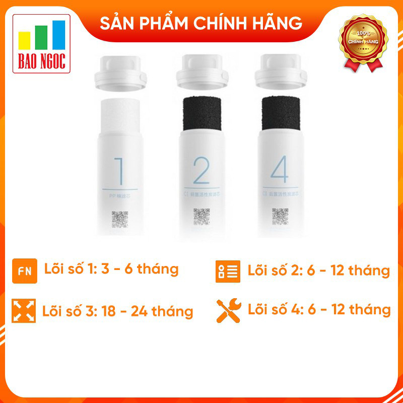 Bộ 3 lõi lọc nước xiaomi 1-2-4 máy lọc nước 400g/600g