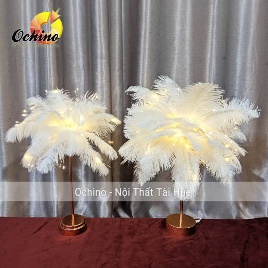 Đèn Lông Vũ, Đèn Lông Bàn, Đèn ngủ Lông đà Điểu, Đèn Ngủ Để bàn, Đèn lông để bàn cao Cấp (Có Điều Khiển Từ Xa)