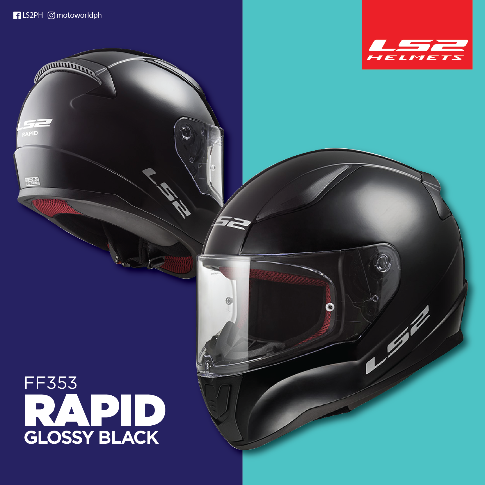 Ls2 ff353 rapid màu đen bóng/ gloss black - mũ bảo hiểm