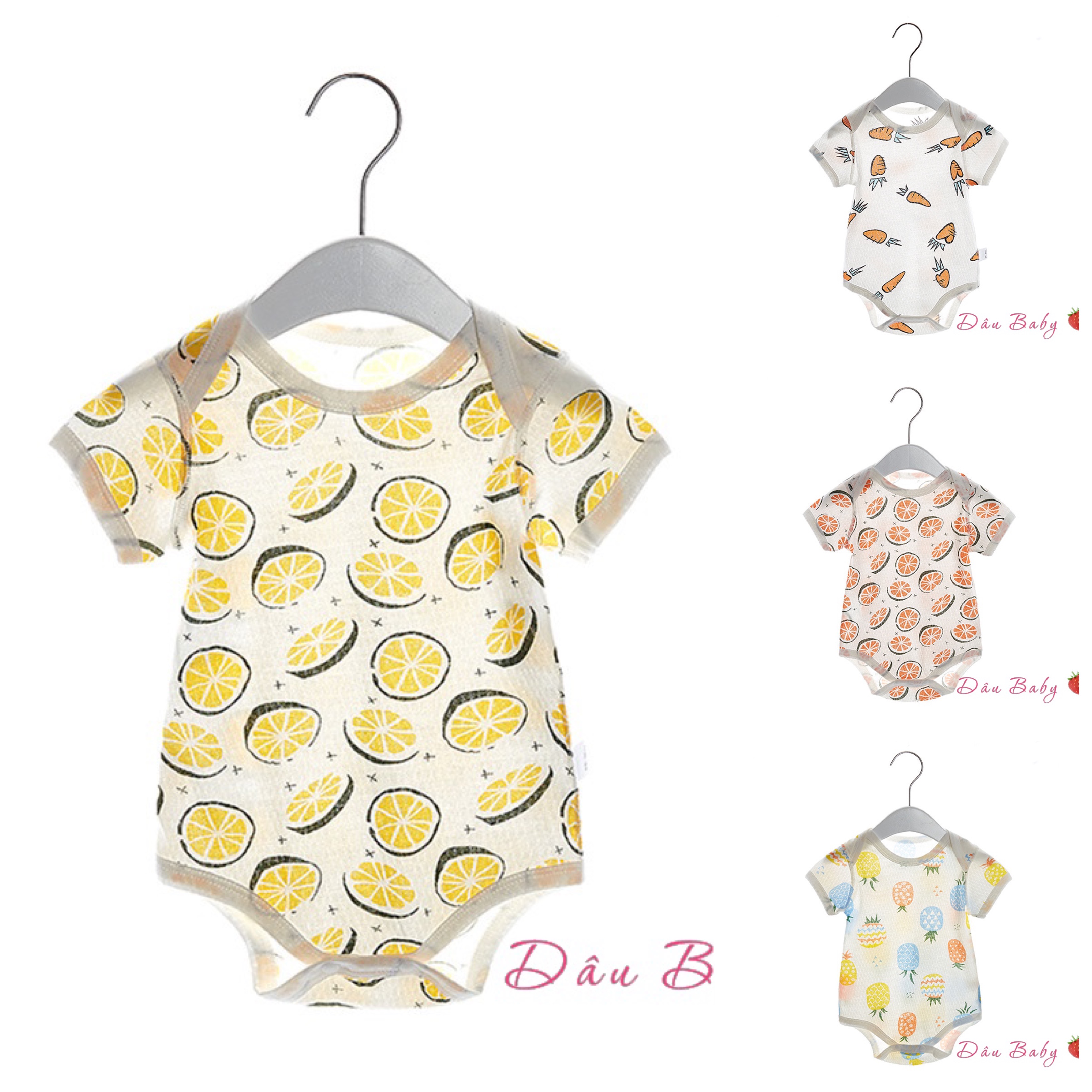 Bộ áo liền quần, Bộ Body jumsuit hoạ tiết đáng yêu cho bé trai sơ sinh, bé gái sơ sinh