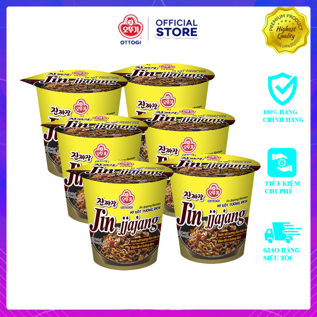Combo 6 ly Mì Xốt Tương Đen Jin jjajang Ottogi 70gx6