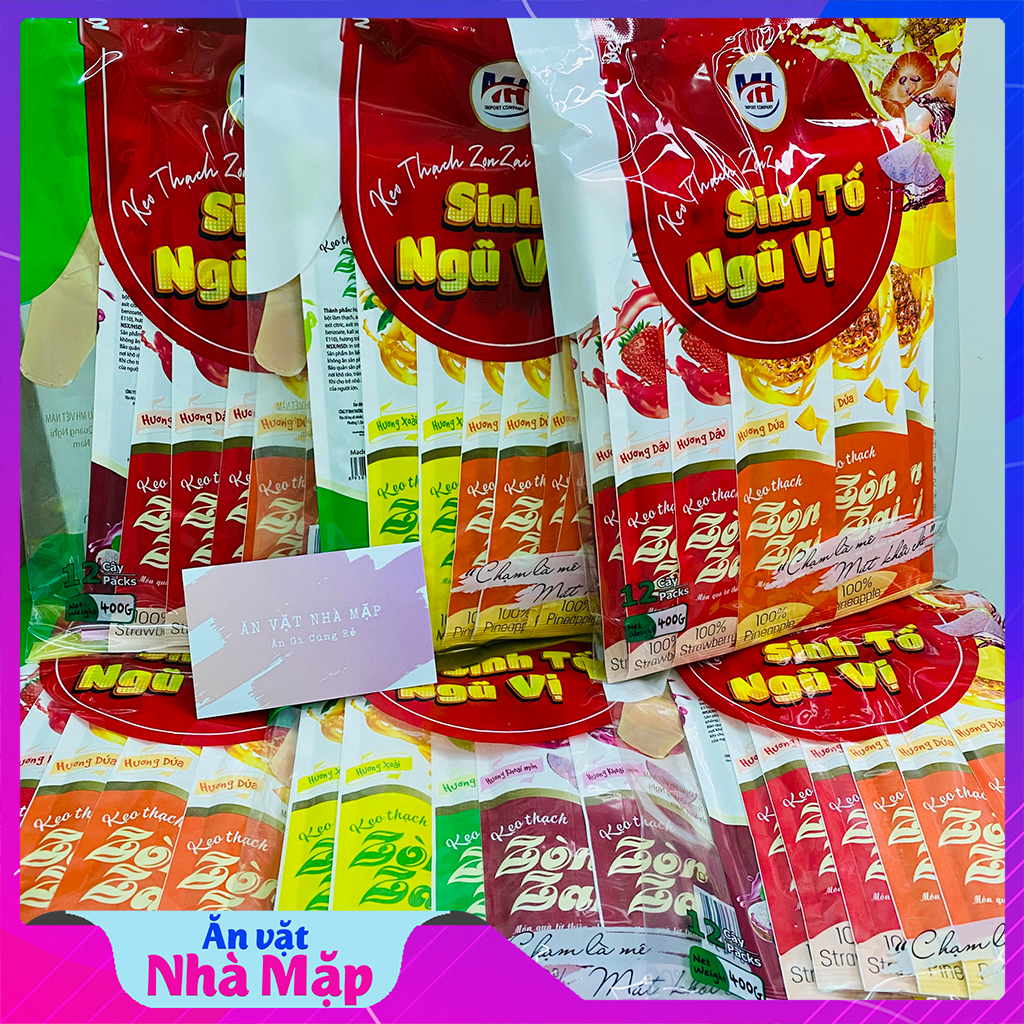 Pudding Thạch Zòn Zai MH Hương Trái Cây Thập Cẩm 400g Loại Thanh Dài dai ngon - Sinh Tố Ngũ Vị