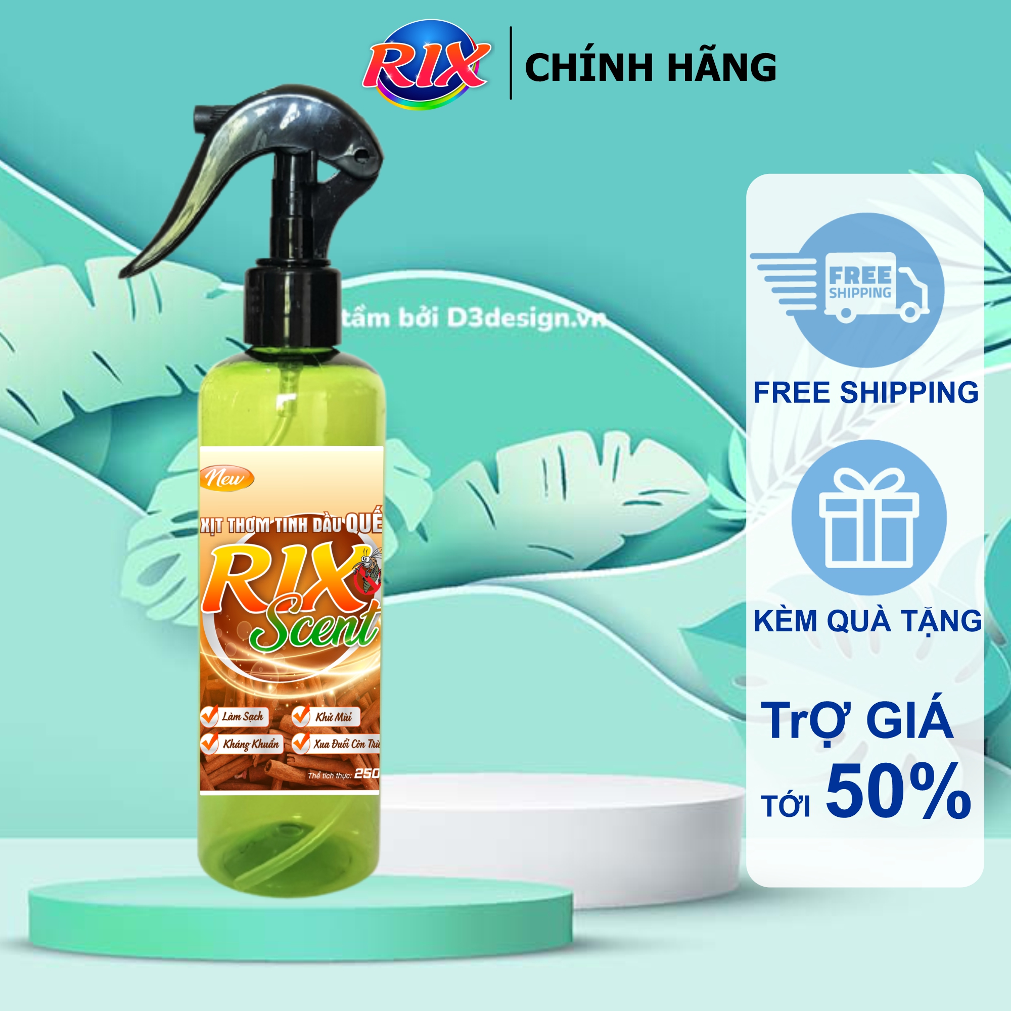 Tinh dầu quế hữu cơ rix scent 250ml khử khuẩn, đuổi muỗi, khử mùi