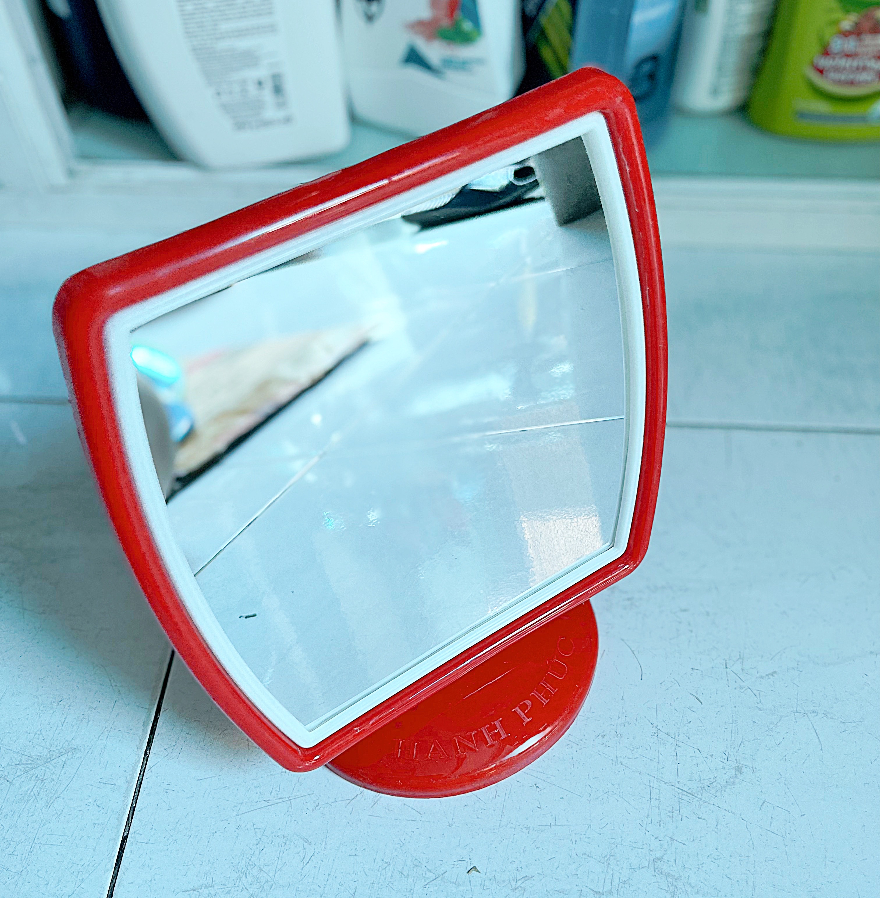 Gương soi mặt trang điểm để bàn Hạnh Phúc loại lớn kích thước 17x21 hình vuông, tròn, oval - Có lựa chọn màu