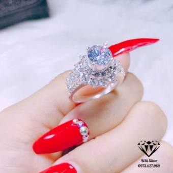NHẪN NỮ BẠC TA CAO CẤP GẮN ĐÁ SANG CHẢNH - Shop bạc BiBi cam kết bạc chuẩn, chất lượng, kèm bảo hành